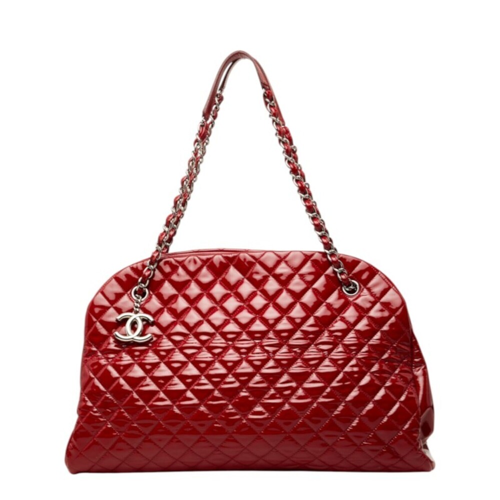 Chanel Coco Mark Matelassé Mademoiselle Tote Bag Shoulder Red Enamel Women's ...